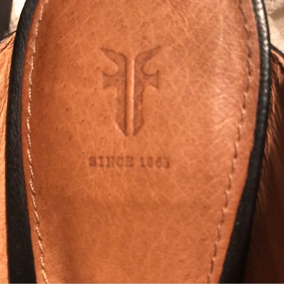 Frye Leather Slip on Slides Flat Heel Mules Black 6.5 - Picture 2 of 6